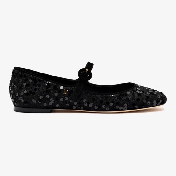 NEW LARROUDE Made In Brazil Handmade Sequin Blair Ballet Flat in black 825 10j5 - Picture 8 of 8